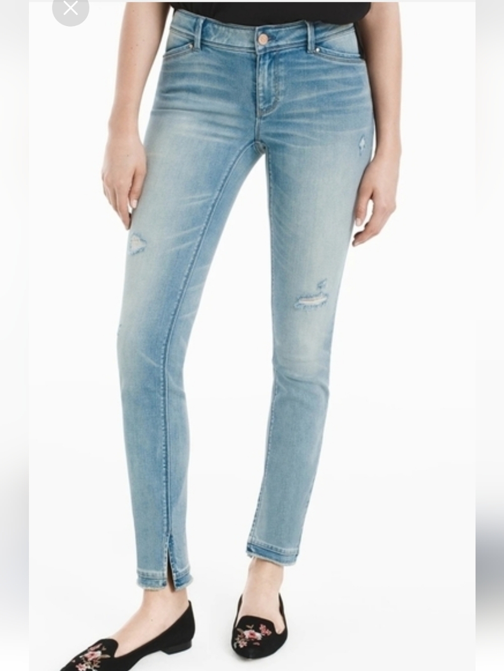 WHBM Distressed Skimmer Jeans Size 2 Long